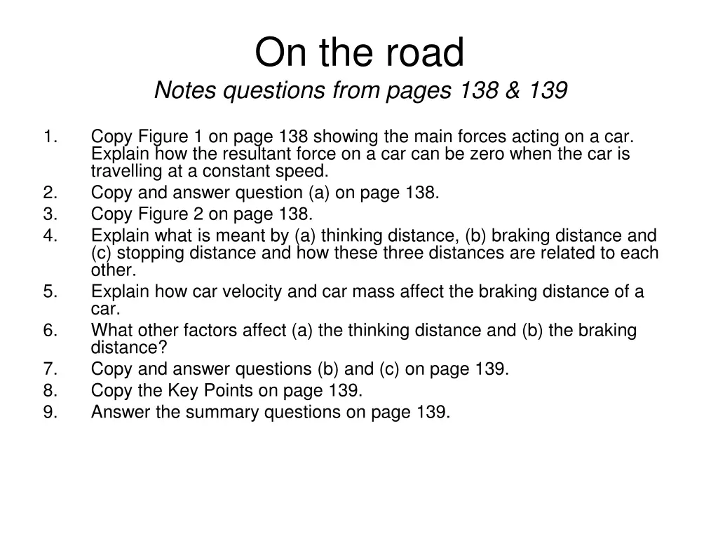 on the road notes questions from pages 138 139