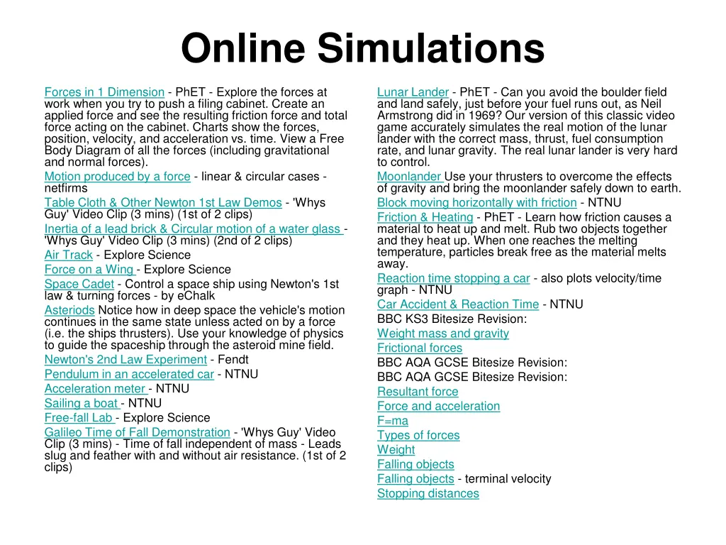 online simulations