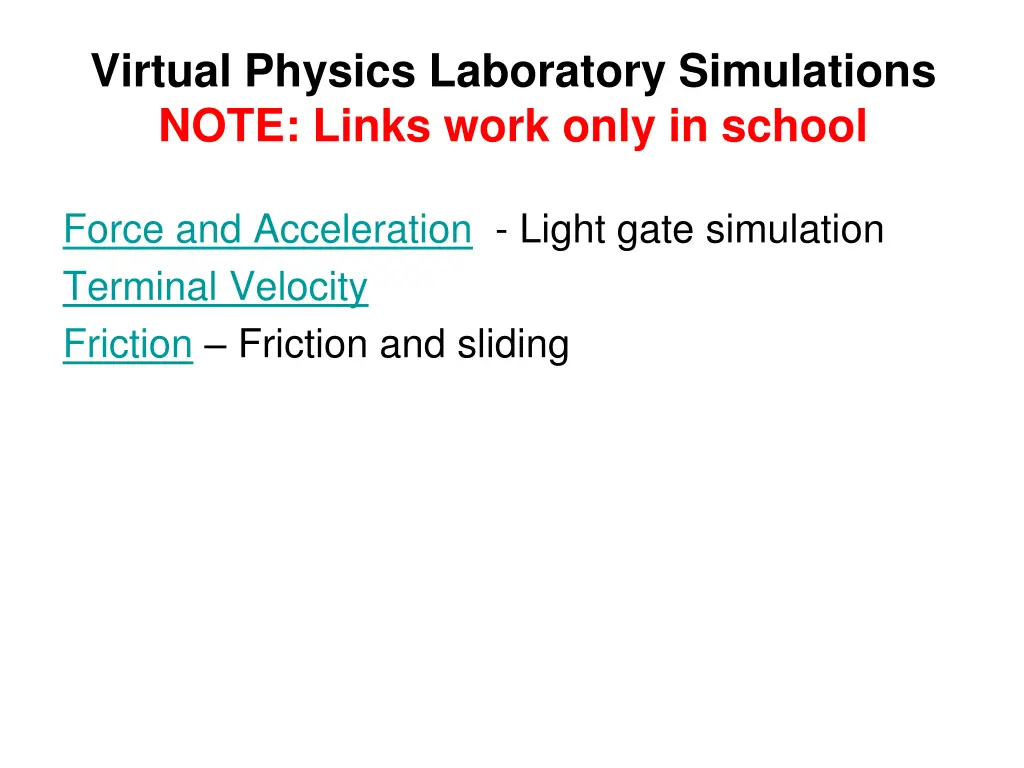 virtual physics laboratory simulations note links