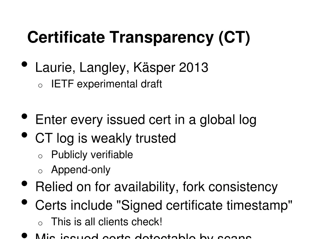 certificate transparency ct laurie langley k sper