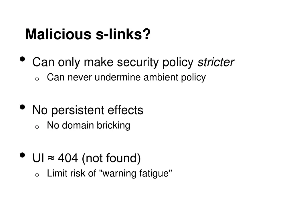 malicious s links can only make security policy