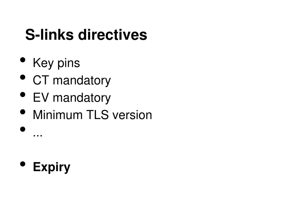 s links directives key pins ct mandatory