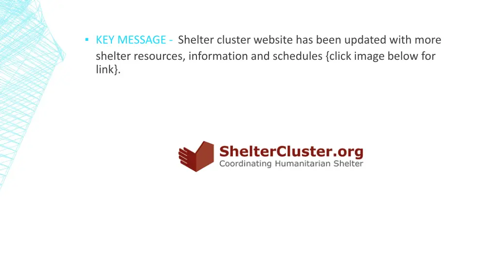 key message shelter cluster website has been