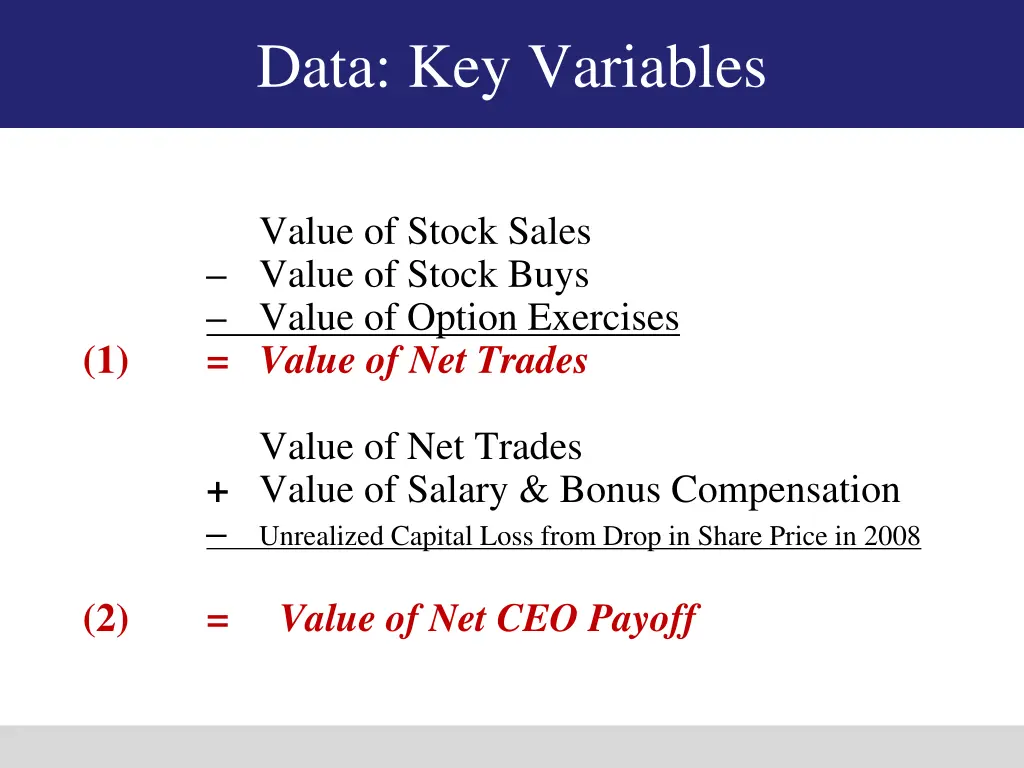 data key variables