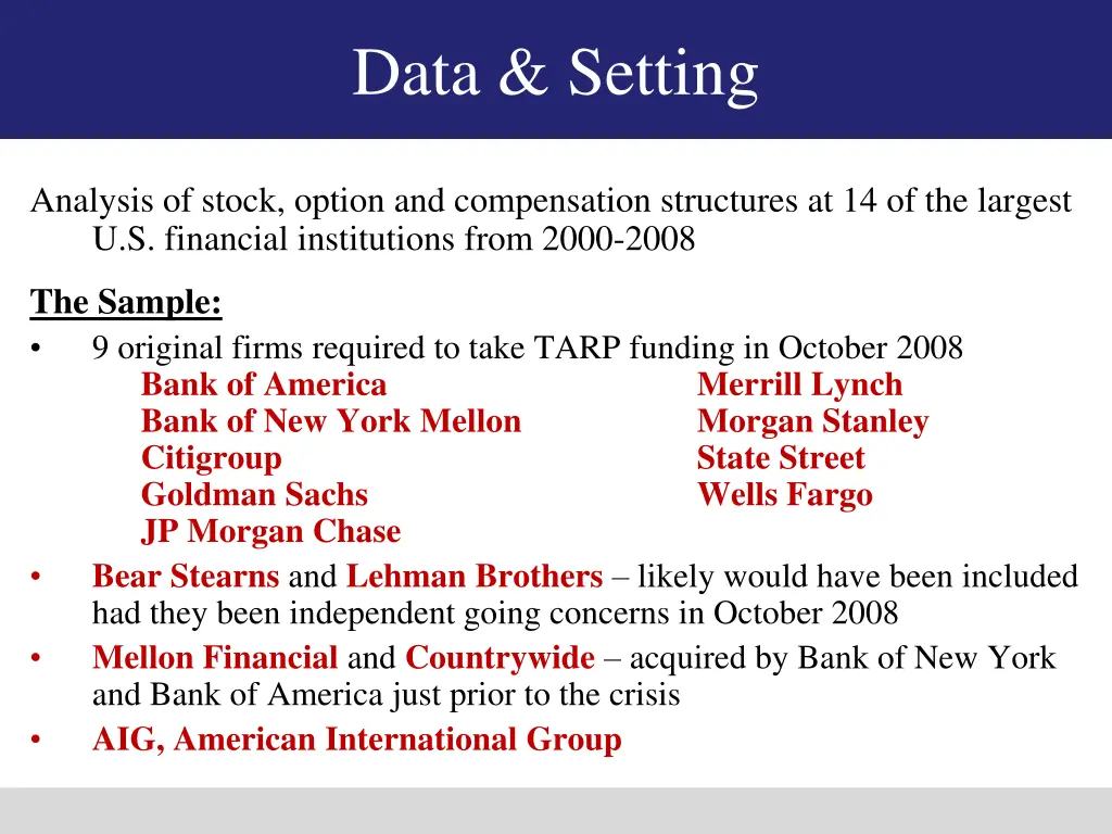 data setting