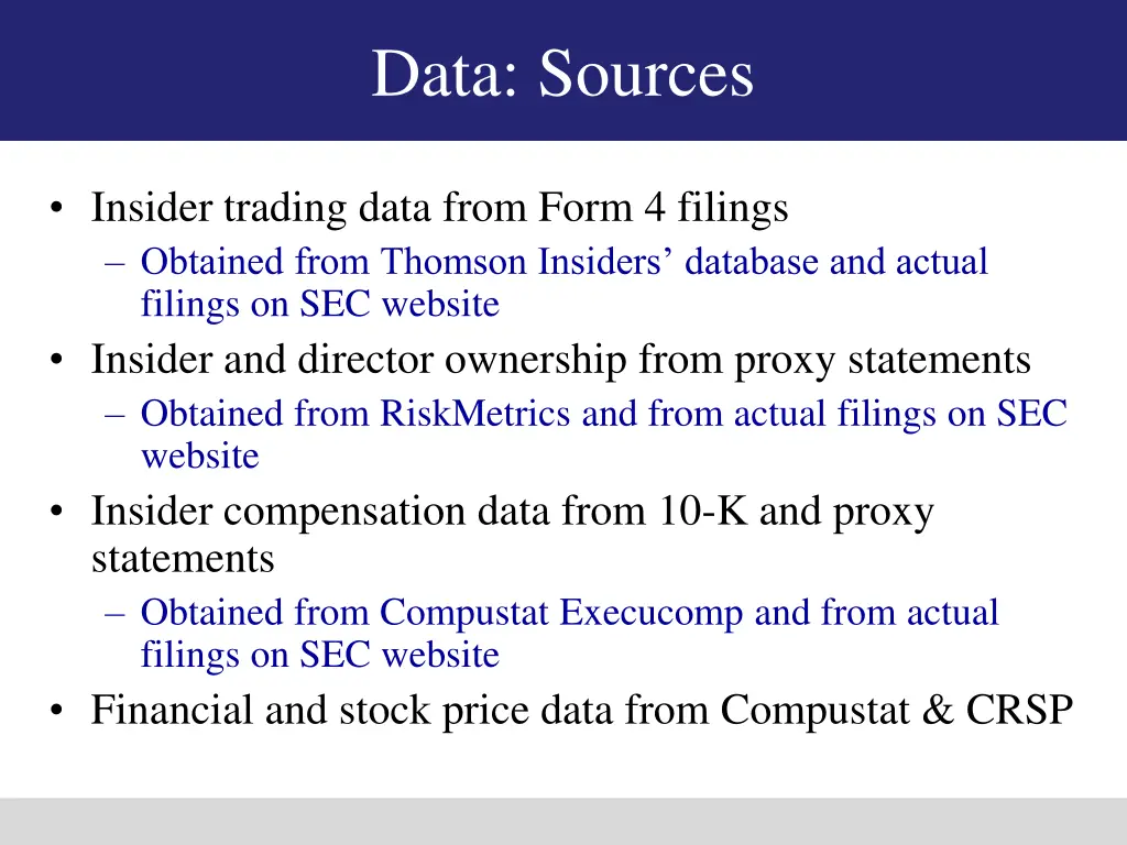 data sources