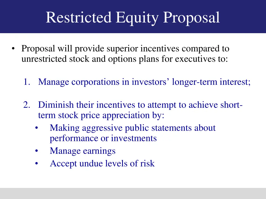 restricted equity proposal 1