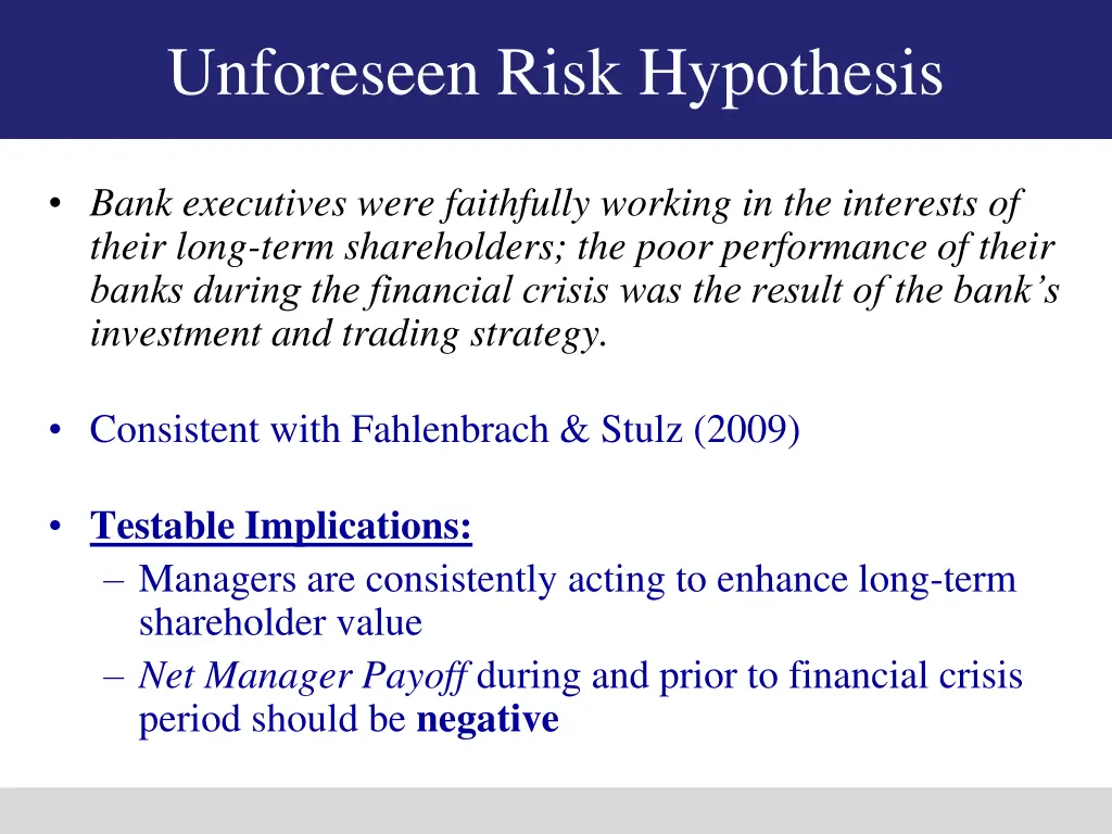 unforeseen risk hypothesis