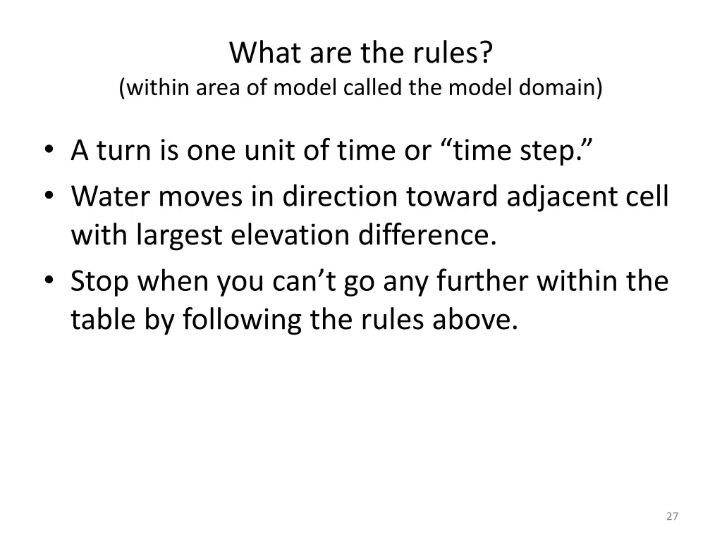 what are the rules within area of model called