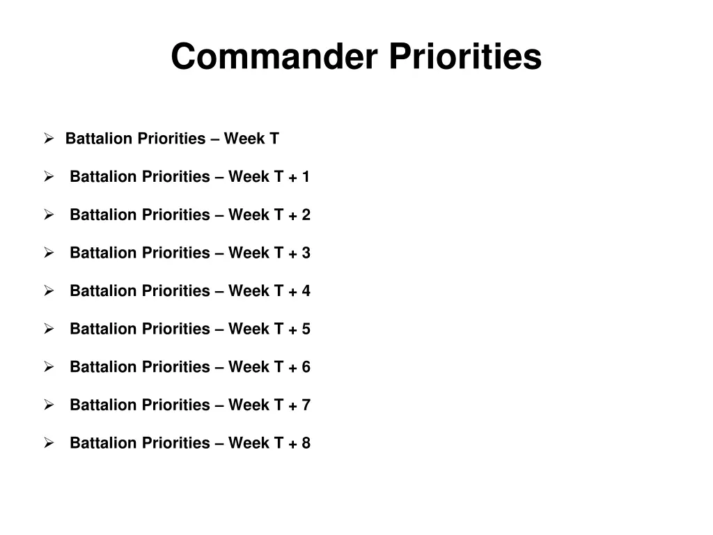 commander priorities