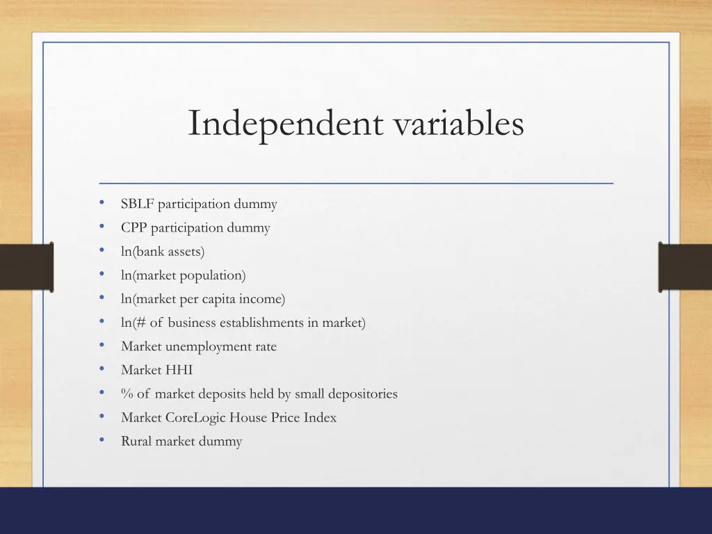 independent variables