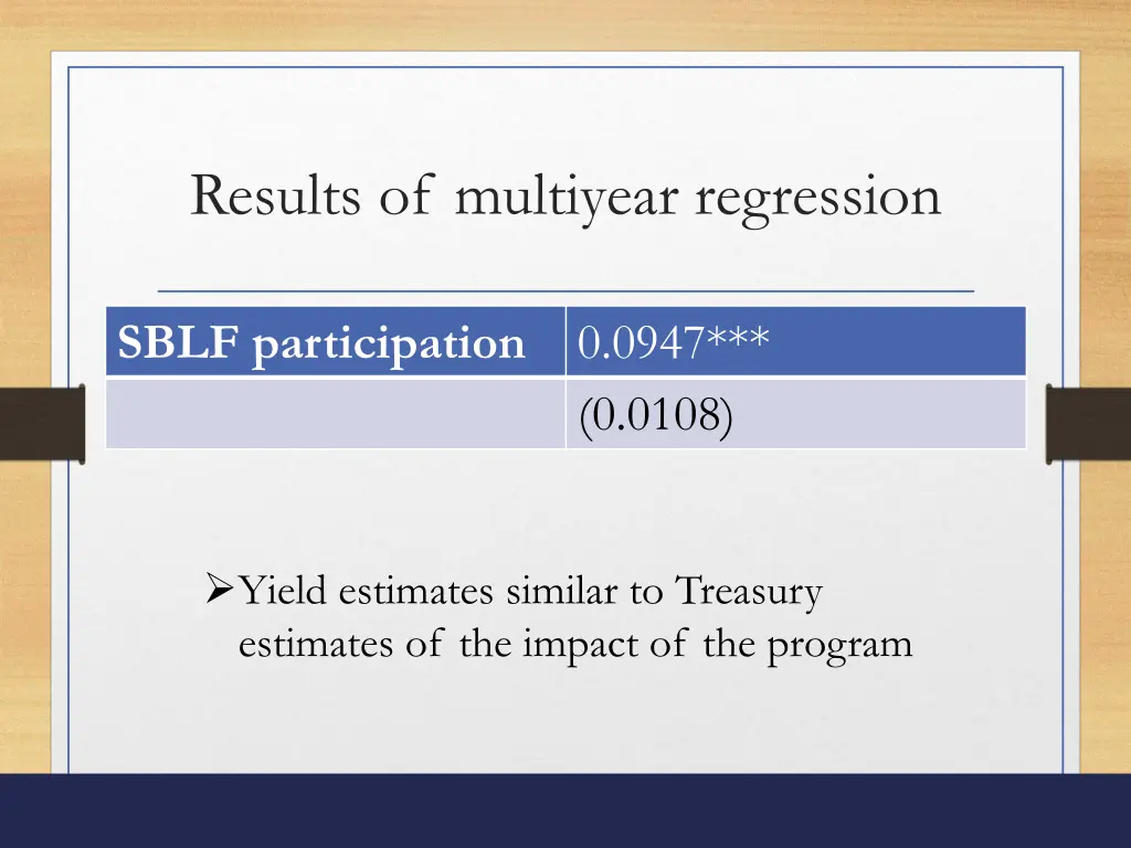 results of multiyear regression