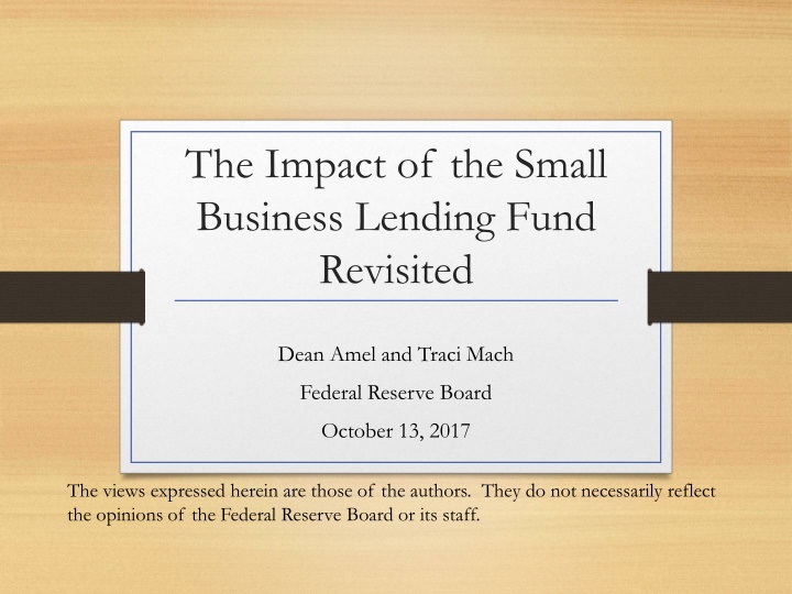 the impact of the small business lending fund