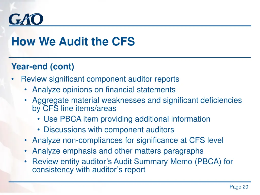 how we audit the cfs 10