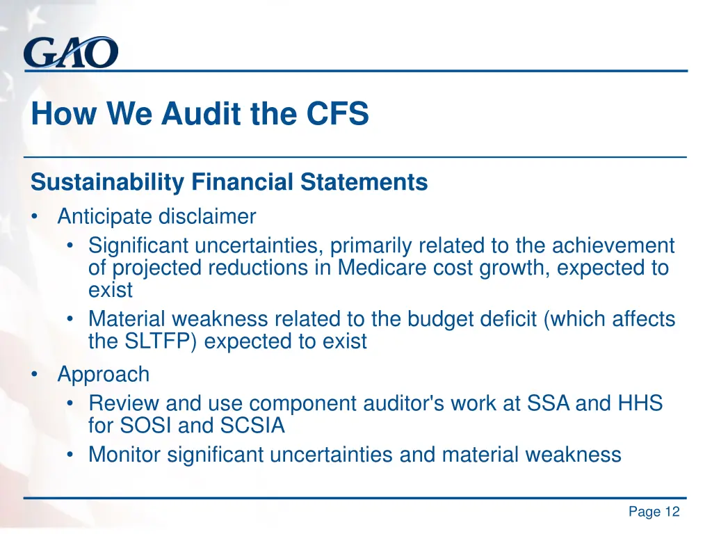 how we audit the cfs 2