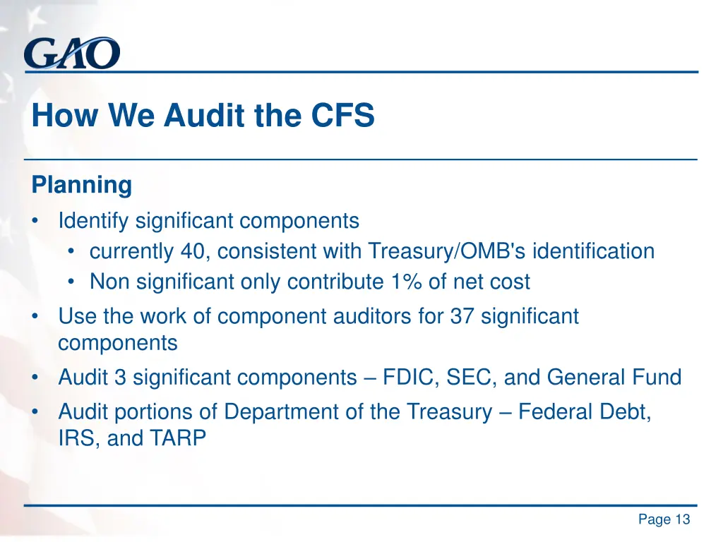 how we audit the cfs 3