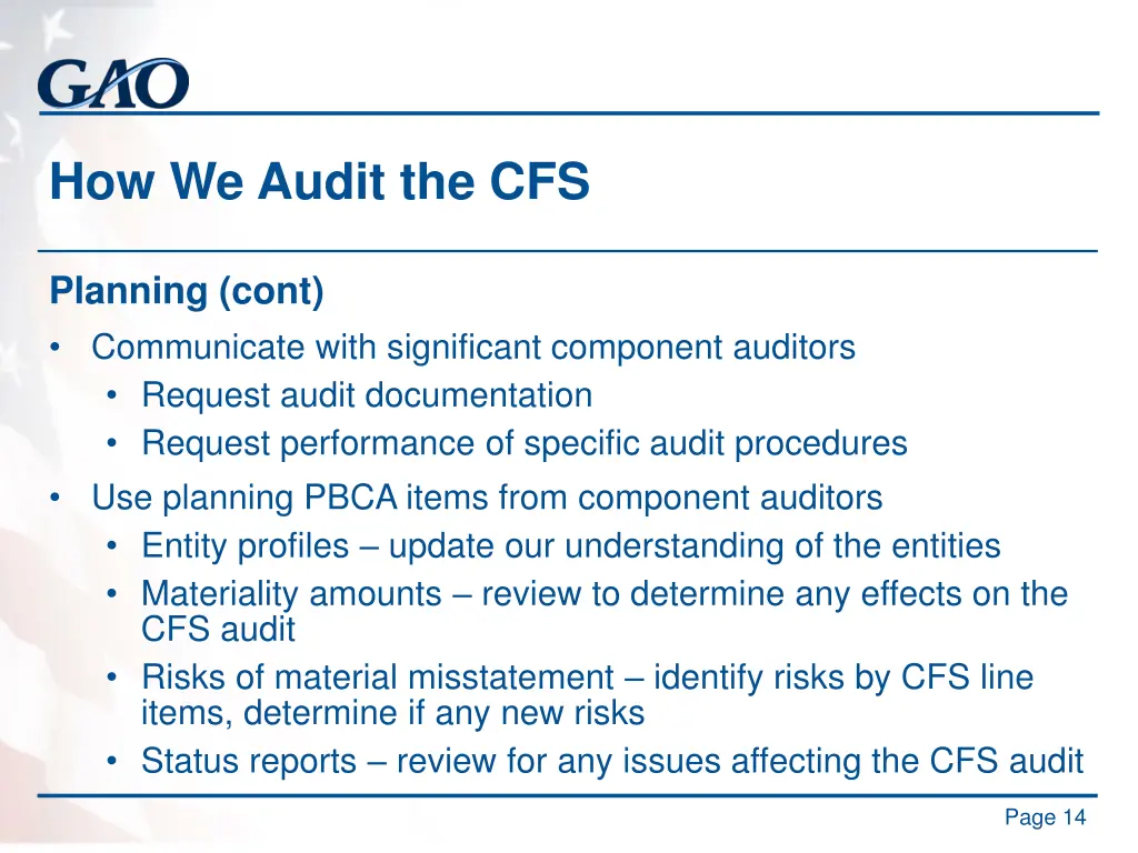 how we audit the cfs 4