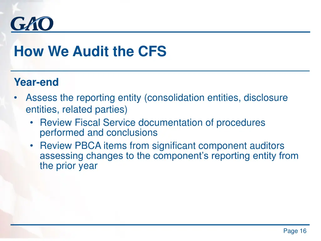 how we audit the cfs 6