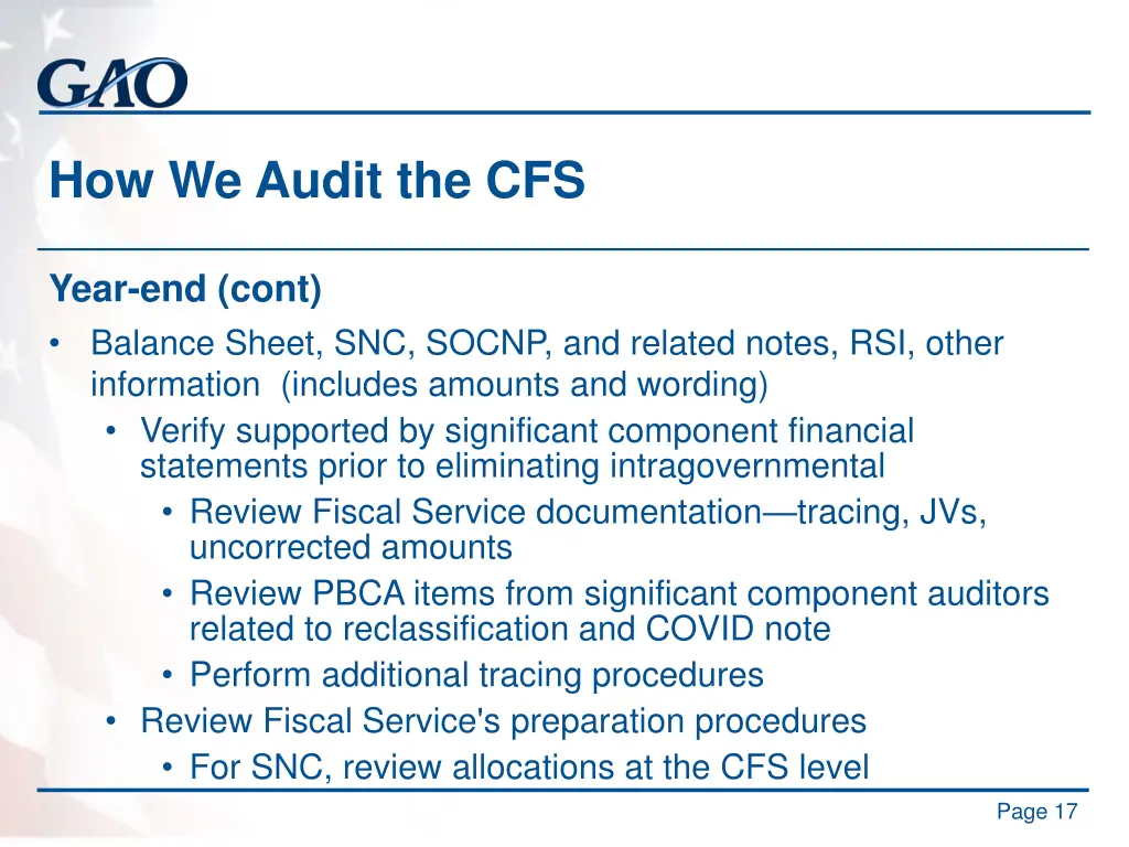 how we audit the cfs 7