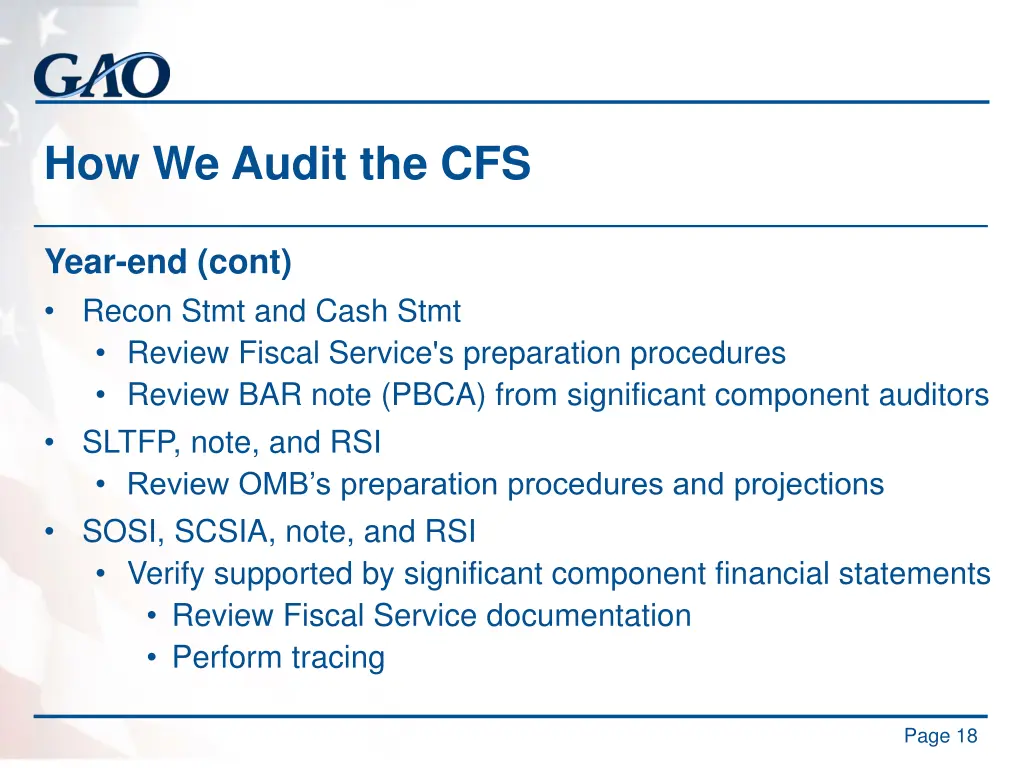 how we audit the cfs 8