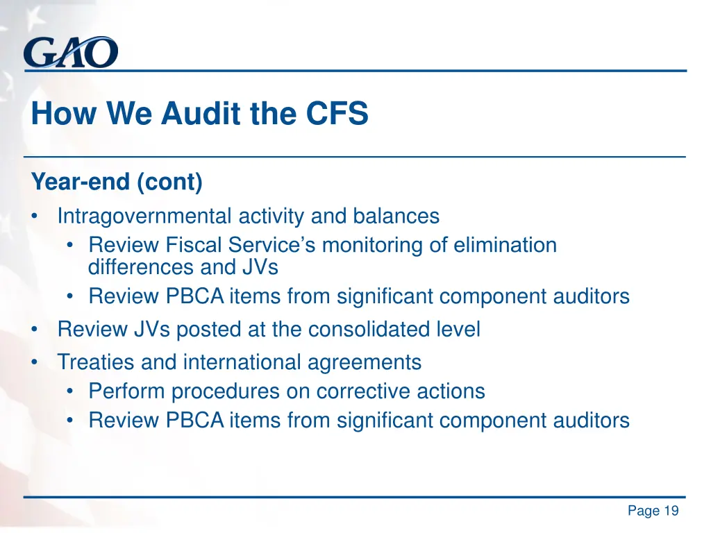 how we audit the cfs 9