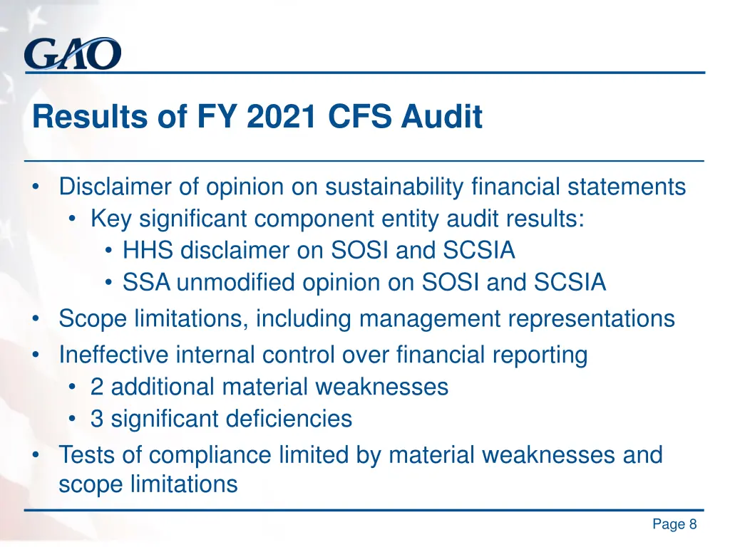 results of fy 2021 cfs audit 2