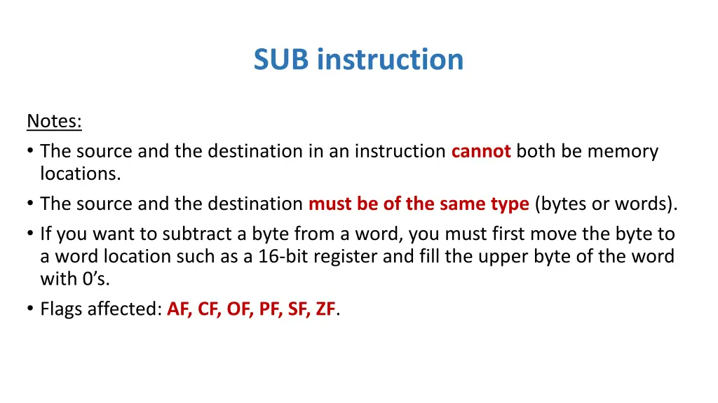 sub instruction 1