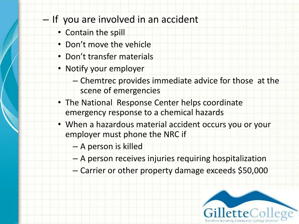 if you are involved in an accident contain