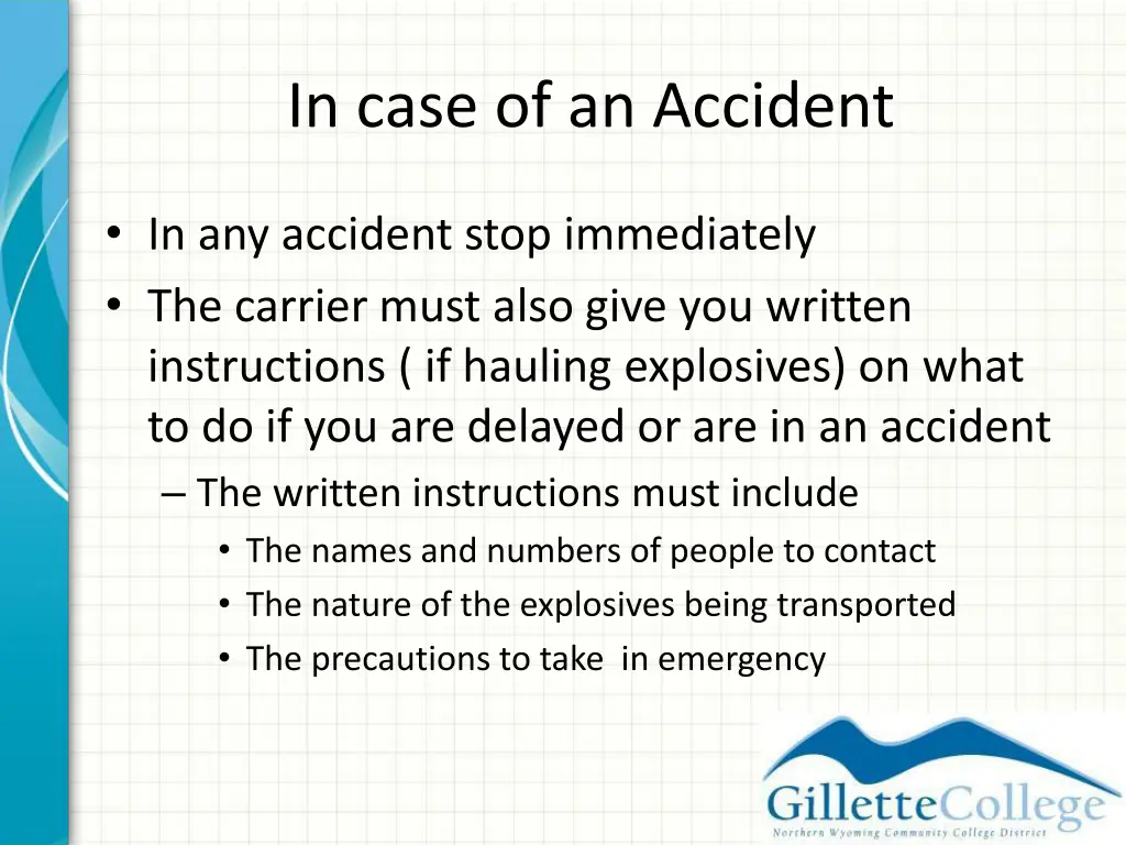 in case of an accident