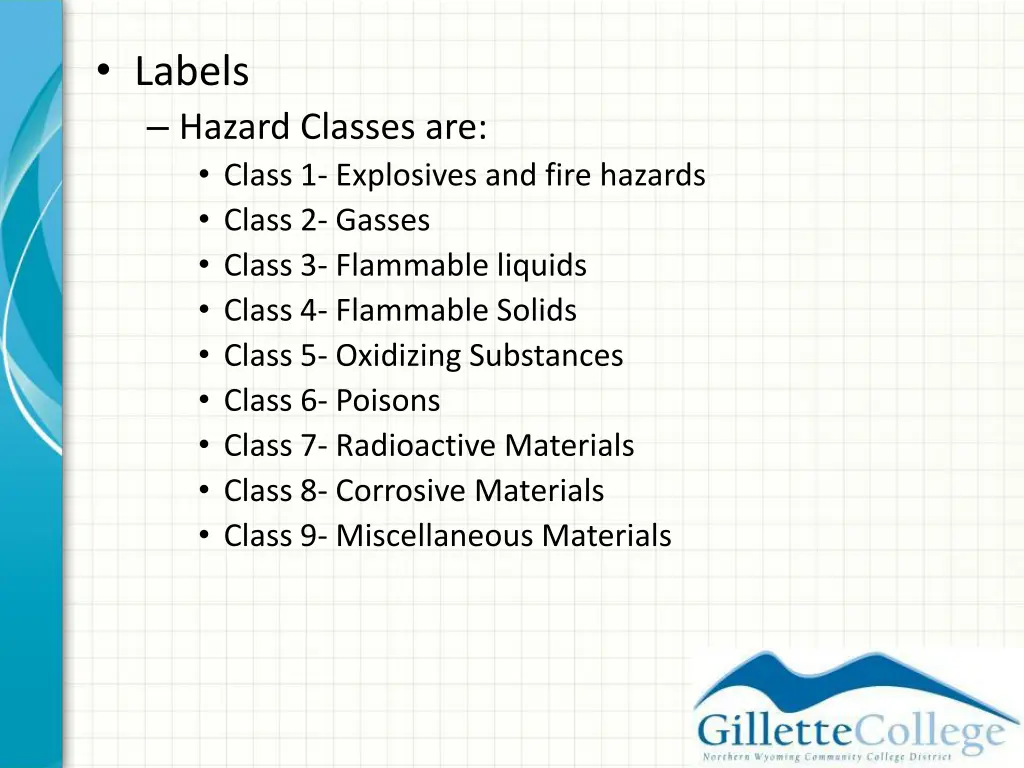 labels hazard classes are class 1 explosives