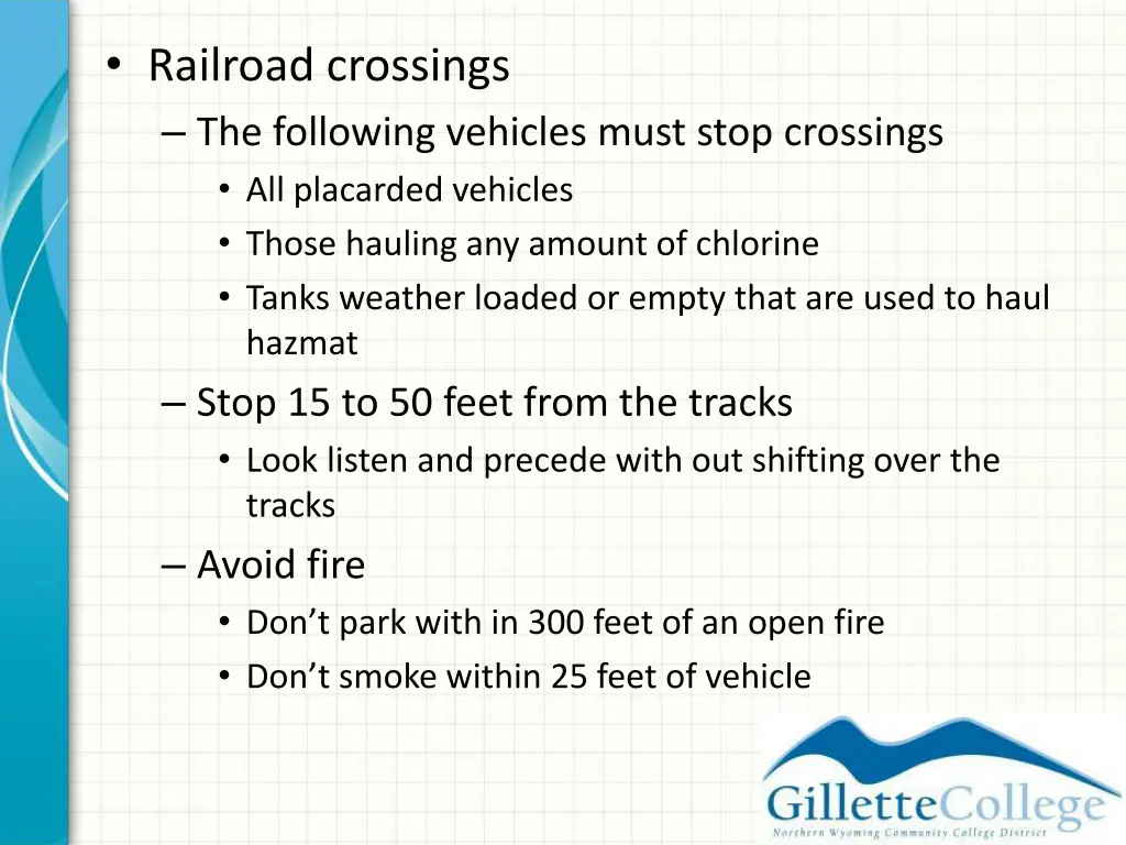 railroad crossings the following vehicles must