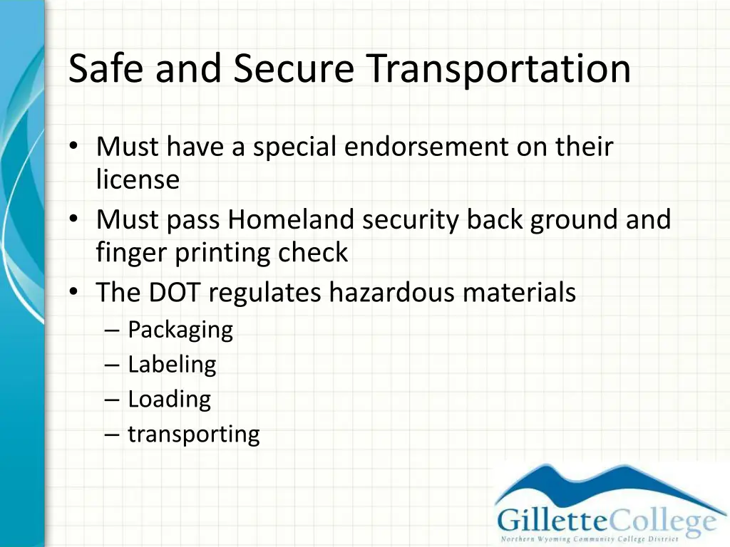 safe and secure transportation