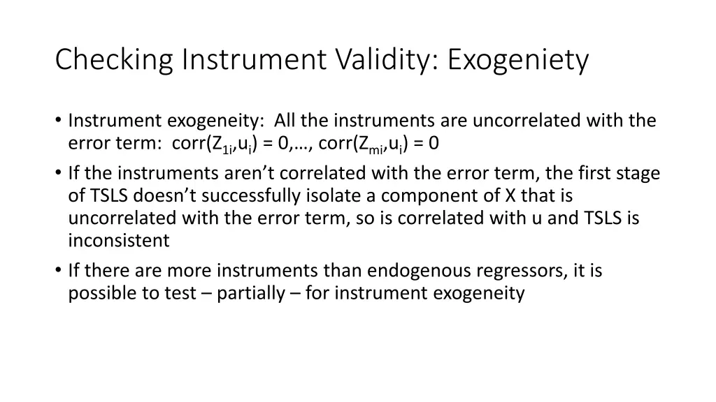 checking instrument validity exogeniety