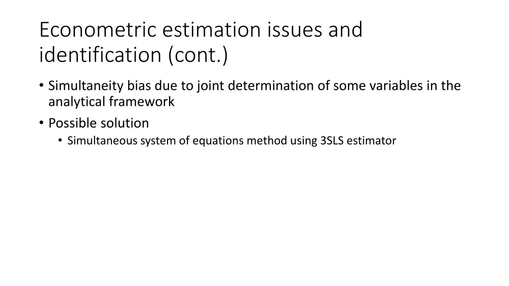 econometric estimation issues and identification 2