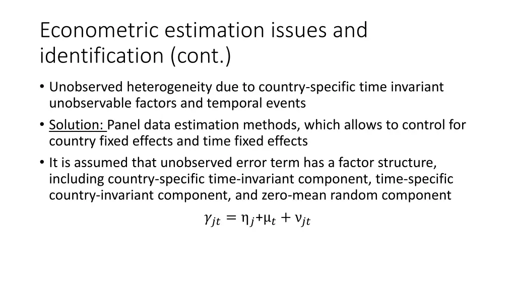 econometric estimation issues and identification 3