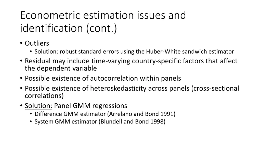 econometric estimation issues and identification 4