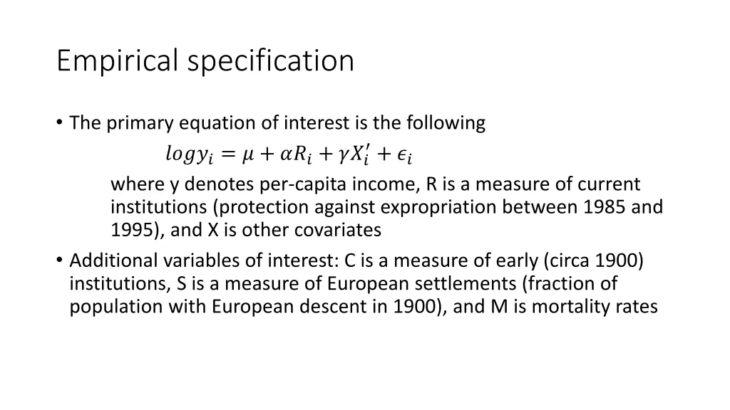 empirical specification