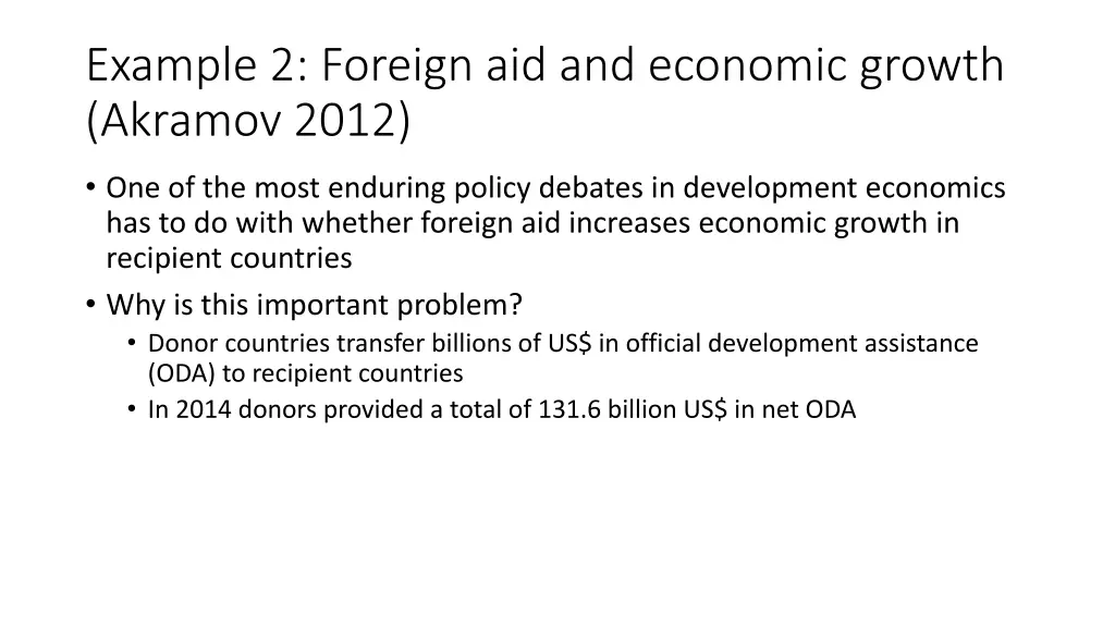 example 2 foreign aid and economic growth akramov