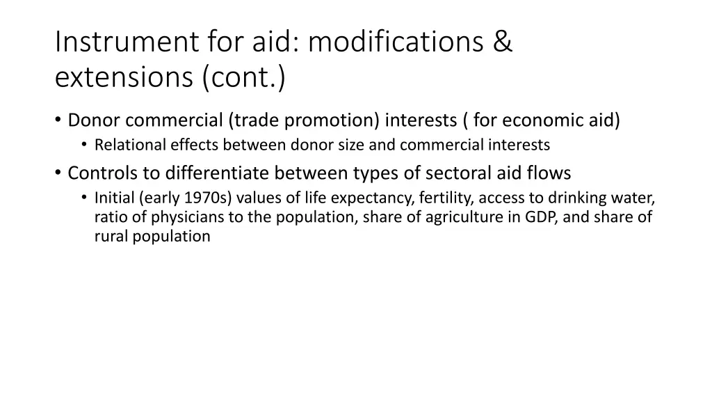 instrument for aid modifications extensions cont