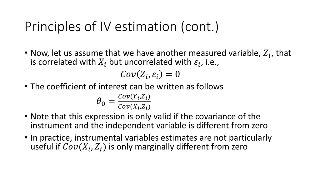 principles of iv estimation cont