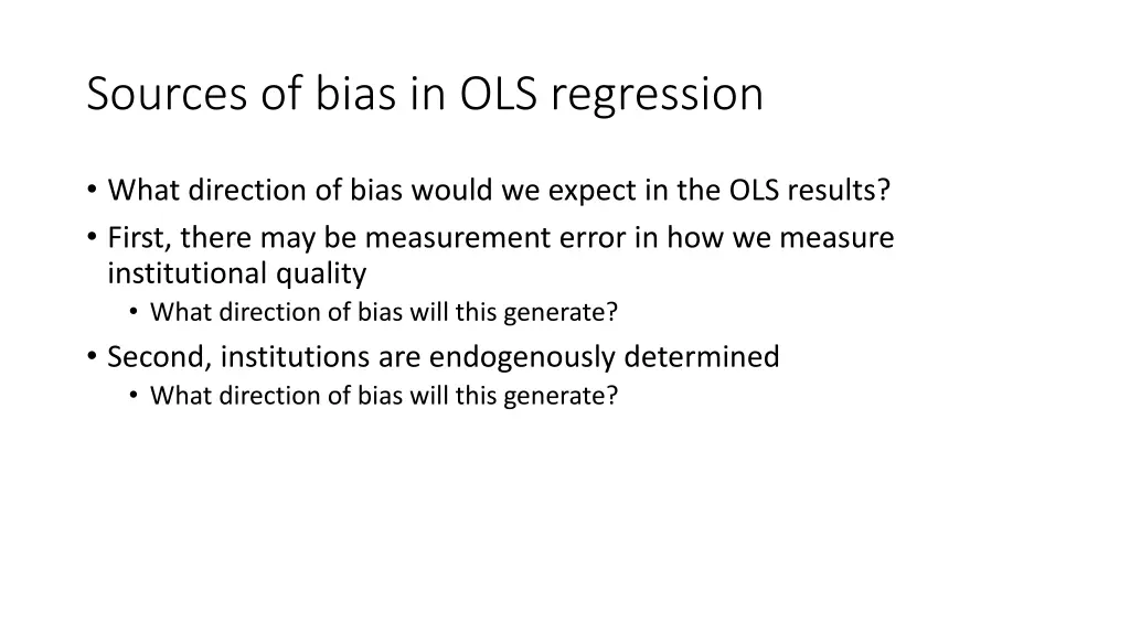 sources of bias in ols regression