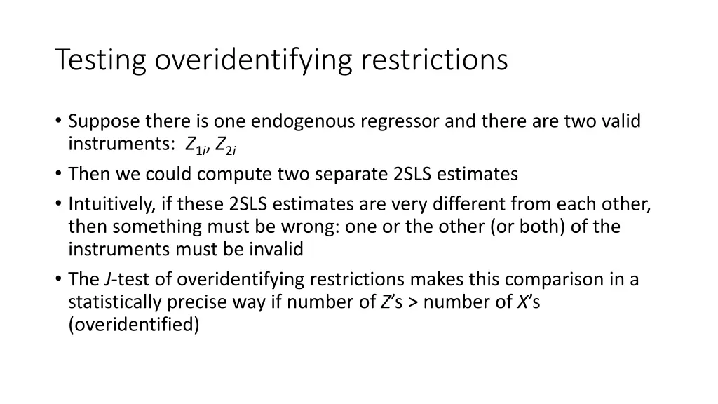 testing overidentifying restrictions