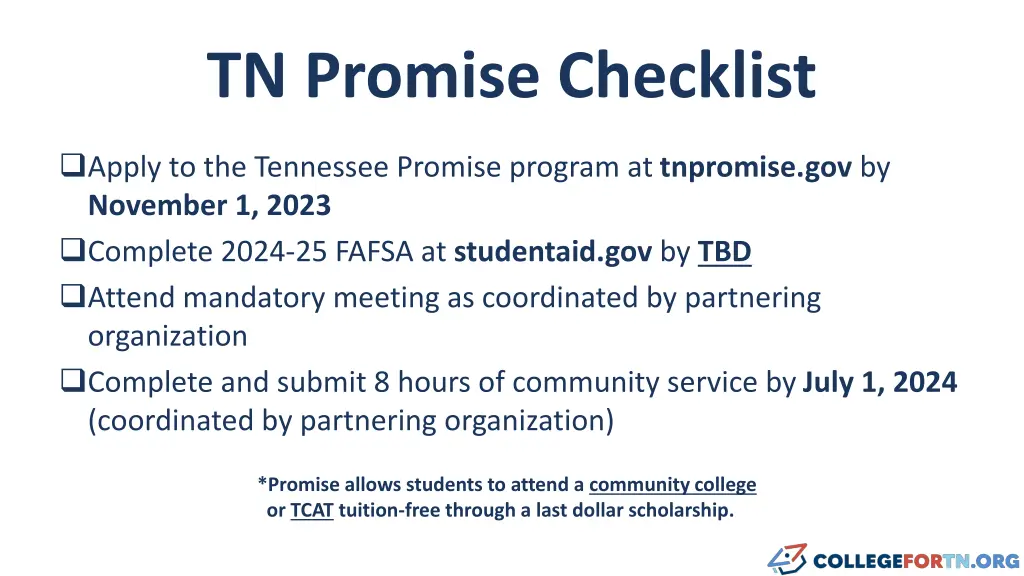 tn promise checklist