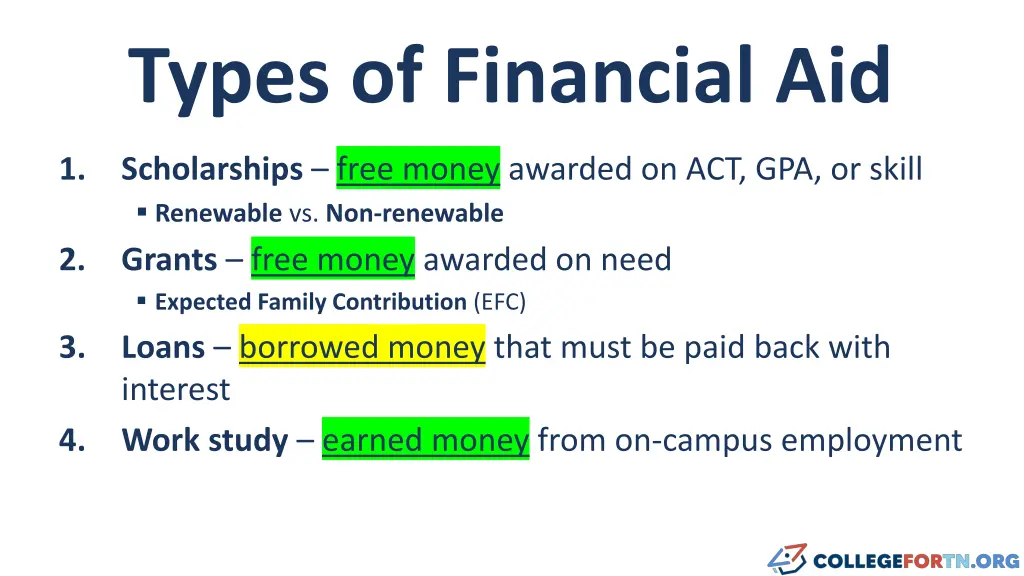 types of financial aid