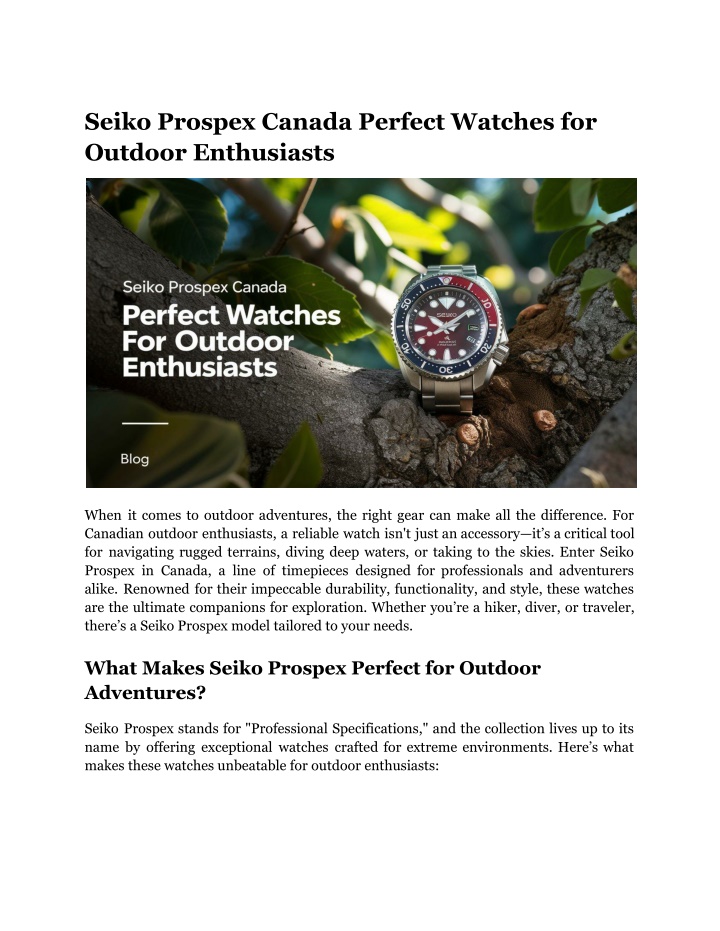 seiko prospex canada perfect watches for outdoor