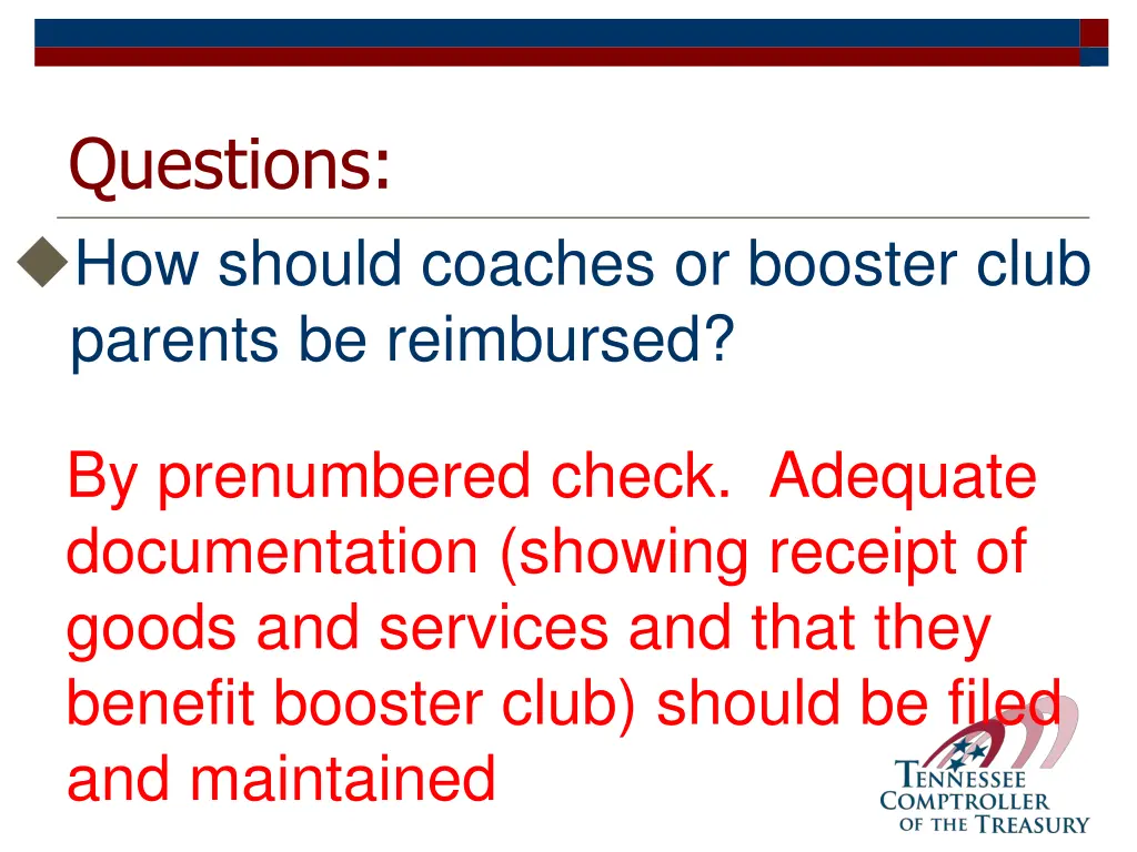 questions how should coaches or booster club