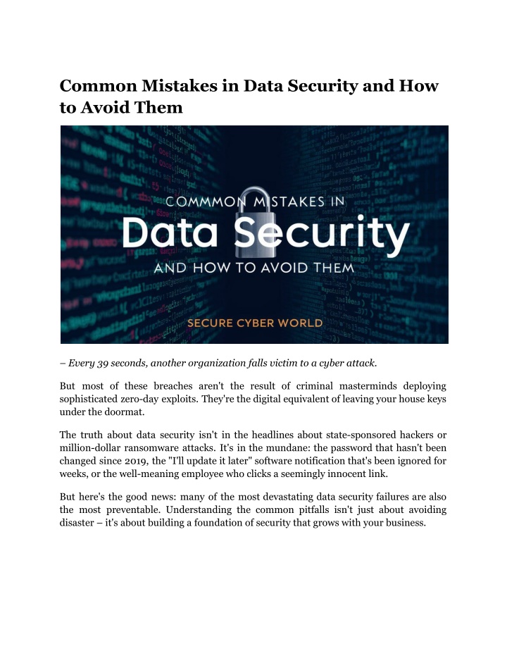 common mistakes in data security and how to avoid