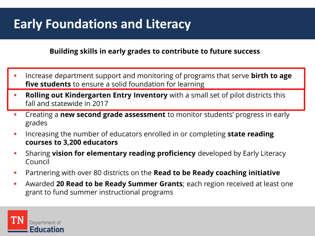 early foundations and literacy