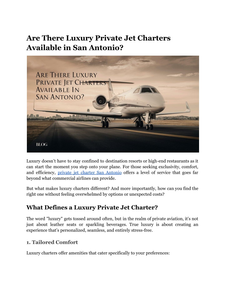 are there luxury private jet charters available