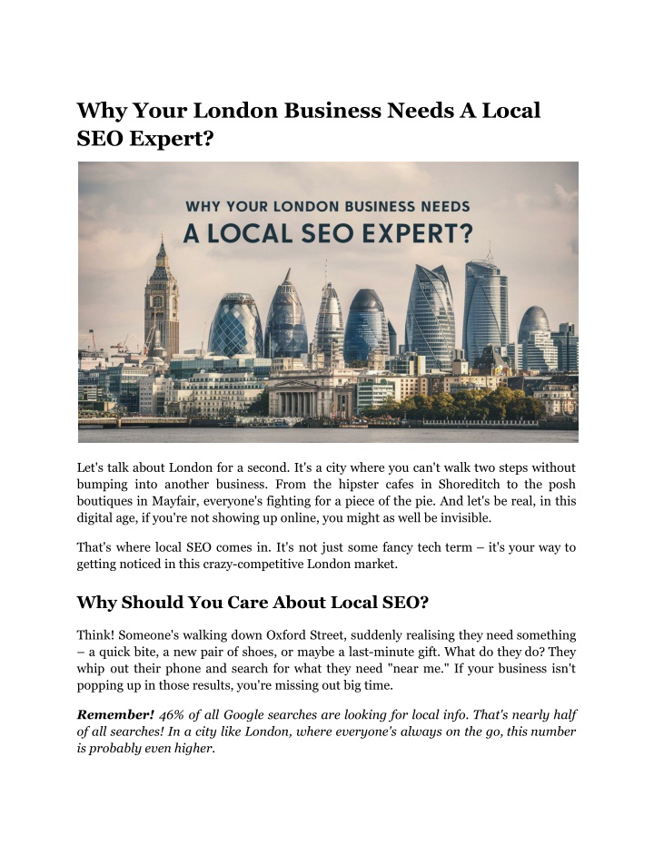 why your london business needs a local seo expert